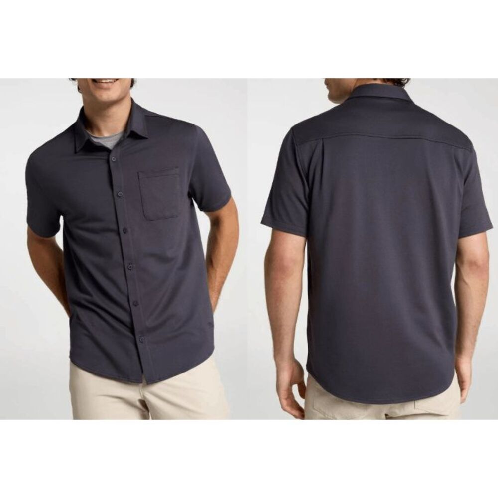 VRST Men's Limitless Short Sleeve Button Up Shirt Charcoal  S
